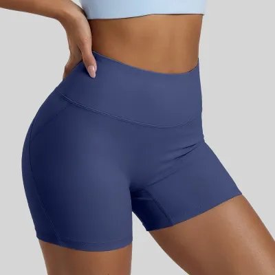 Women Fashion Casual Solid Color Thin High Waist Sports Shorts