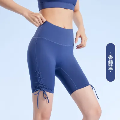 Women Fashion Casual Summer Solid Color Drawstring Tight Yoga Sports Shorts