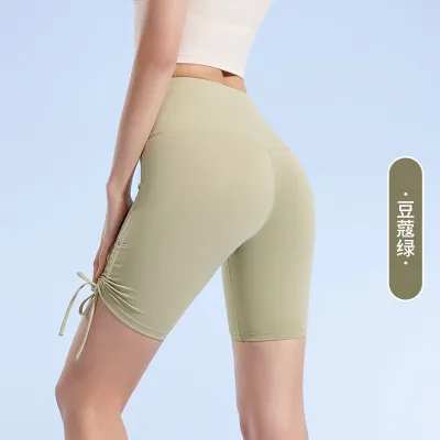Women Fashion Casual Summer Solid Color Drawstring Tight Yoga Sports Shorts