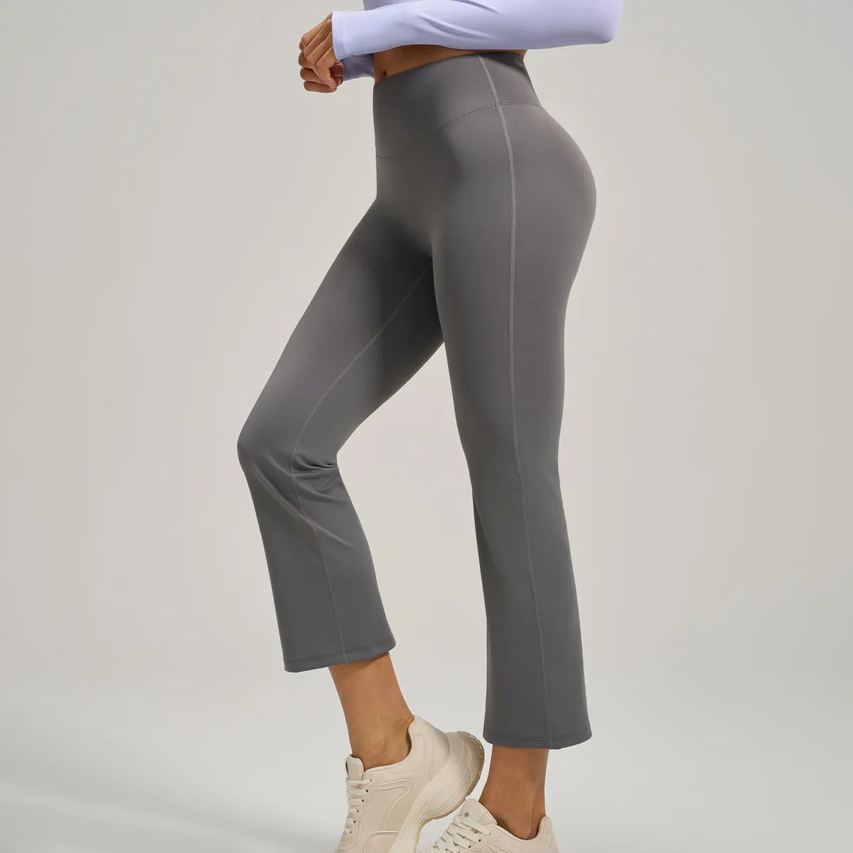 Women Fashion Casual Solid Color High Waist Sports Leggings