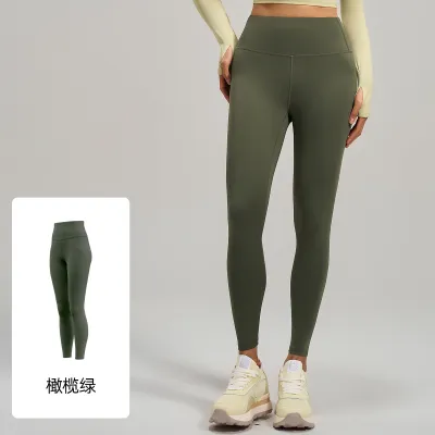 Women Fashion Casual Solid Color High-Waist Tight-Fit Sports Leggings