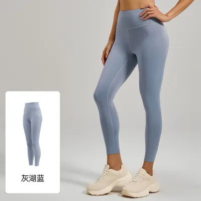 Women Fashion Casual Solid Color High-Waist Tight-Fit Sports Leggings