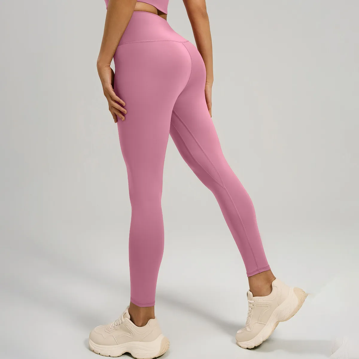 Women Fashion Casual Solid Color High-Waist Tight-Fit Sports Leggings