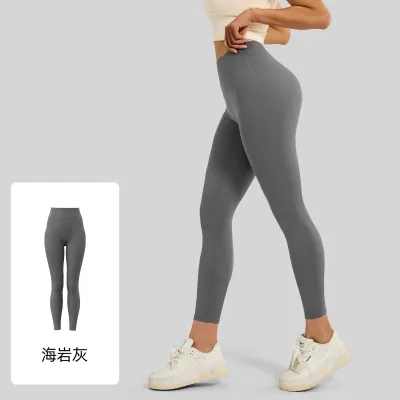 Women Fashion Seamless Solid Color High-Waist Sports Tight Leggings