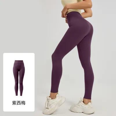 Women Fashion Casual Solid Color Thin High Waist Yoga Leggings