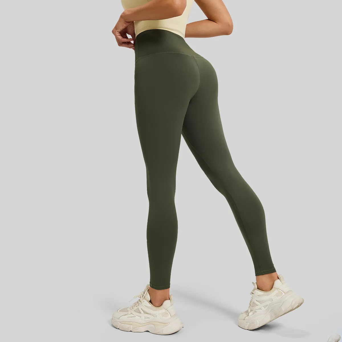 Women Fashion Casual Solid Color Thin High Waist Yoga Leggings