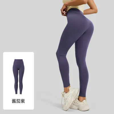 Women Fashion Casual Solid Color Thin High Waist Yoga Leggings