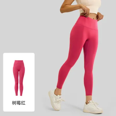 Women Fashion Casual Solid Color Thin High Waist Yoga Leggings