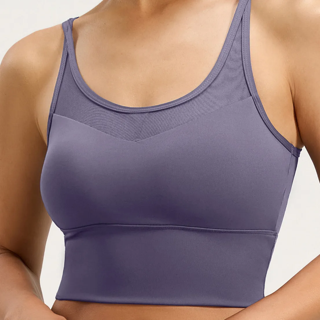 Women Fashion Solid Color Stitching Shockproof Sport Bra