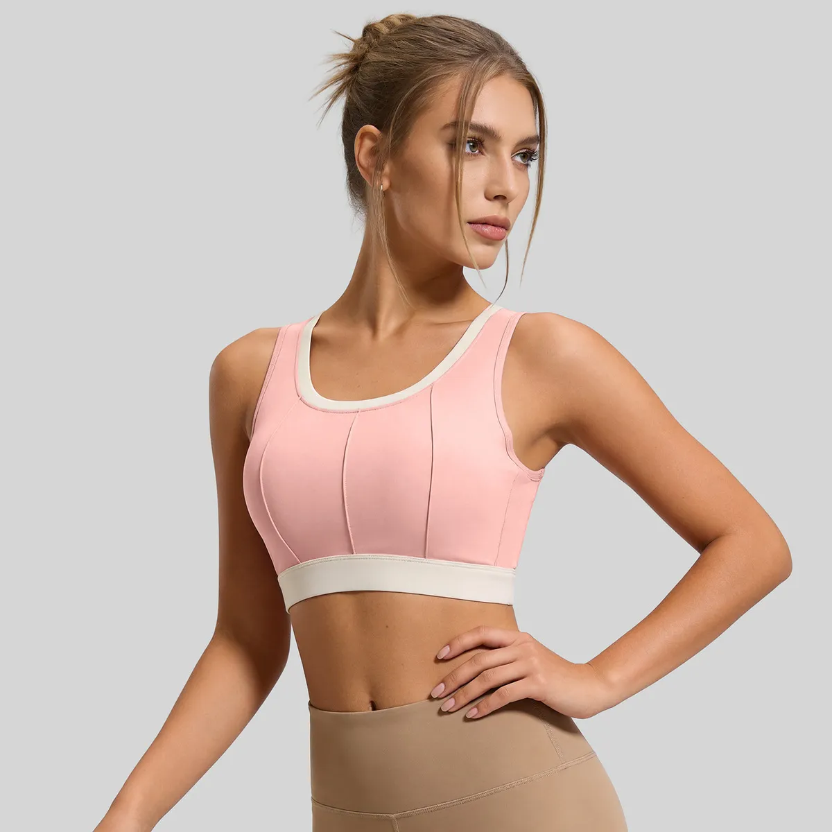 Women Fashion Casual Vertical Pattern Thin Color-Matching Yoga Shockproof Sport Bras