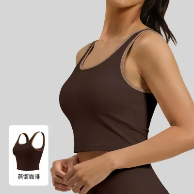 Women Fashion Contrast Color Yoga Shockproof Sport Bras