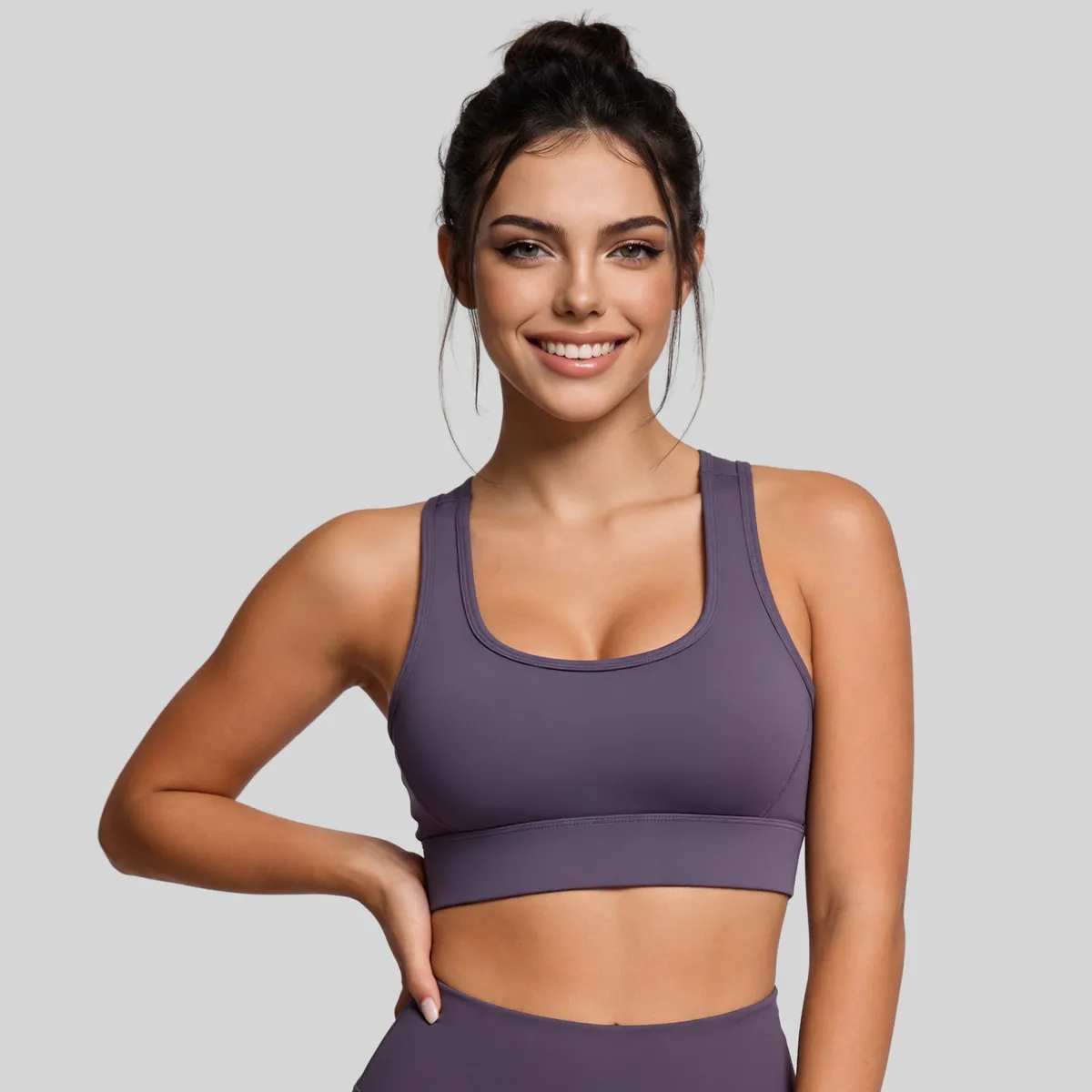 Women Fashion Solid Color Adjustable Buckle I-Back Yoga Sport Bras