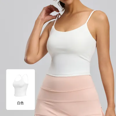 Women Fashion Solid Color With Chest Pad Yoga Sports Camisole
