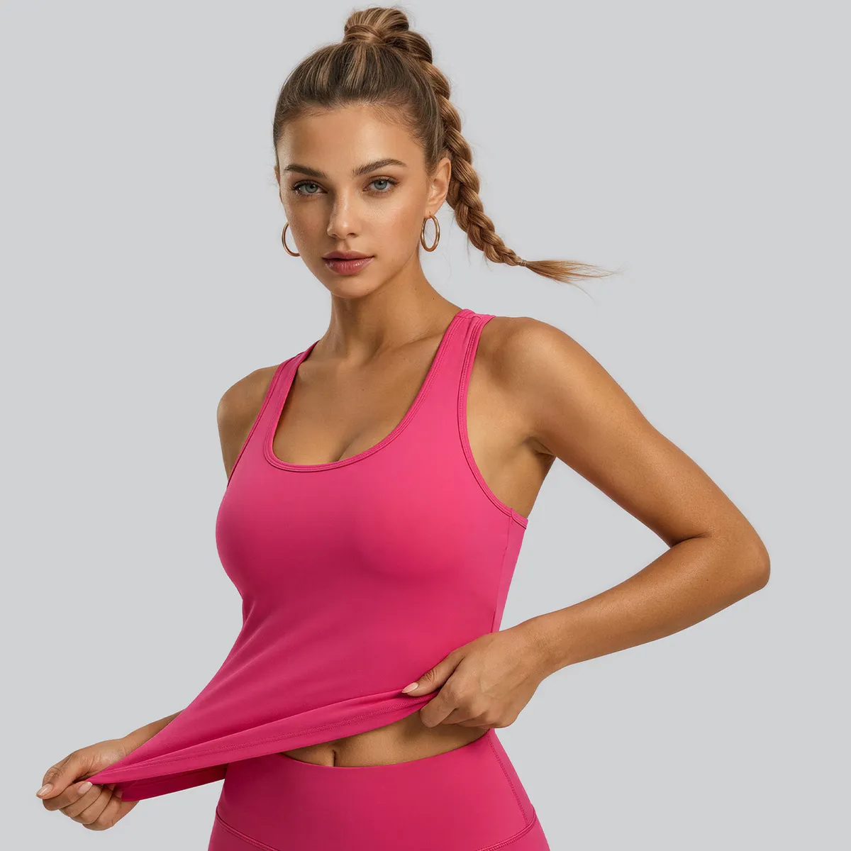 Women Fashion Casual Solid Color High-Elasity Yoga Sports Tank Top