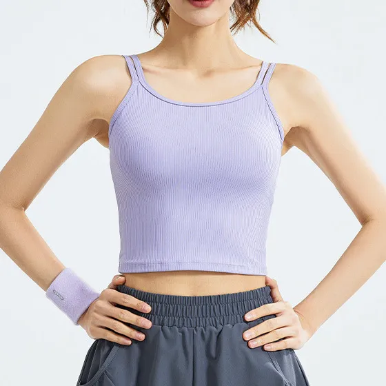 Women Fashion Solid Color Double Shoulder Strap High Elastic Sport Bras