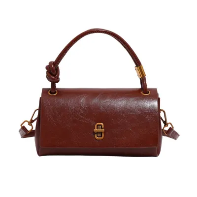 Women Fashion Casual Retro Solid Color Simple Handbag
