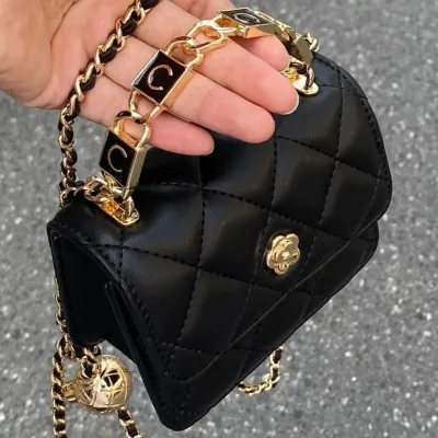 Women Fashion Casual Solid Color Camellia Rhombic Mini Portable Crossbody Bag