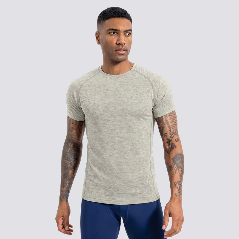 Men Fashion Casual Solid Color Thin Round Neck Short-Sleeve Quick-Drying Sports T-Shirt