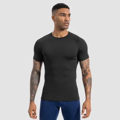 Men Fashion Casual Summer Solid Color Short-Sleeve Quick-Drying Sports T-Shirt