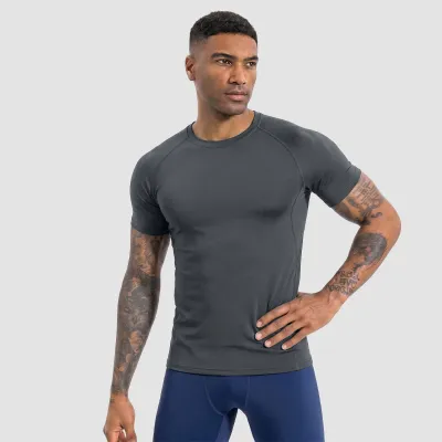Men Fashion Casual Summer Solid Color Short-Sleeve Quick-Drying Sports T-Shirt