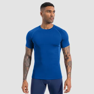 Men Fashion Casual Summer Solid Color Short-Sleeve Quick-Drying Sports T-Shirt
