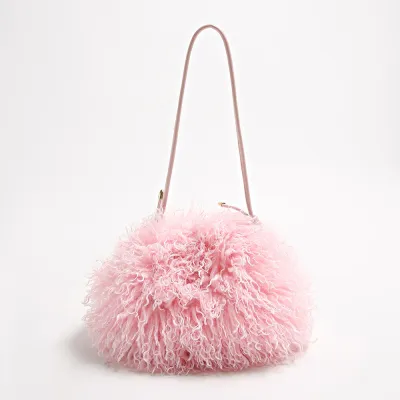 Autumn And Winter Fashion Solid Color Plush Shoulder Bag