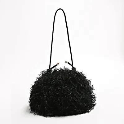 Autumn And Winter Fashion Solid Color Plush Shoulder Bag