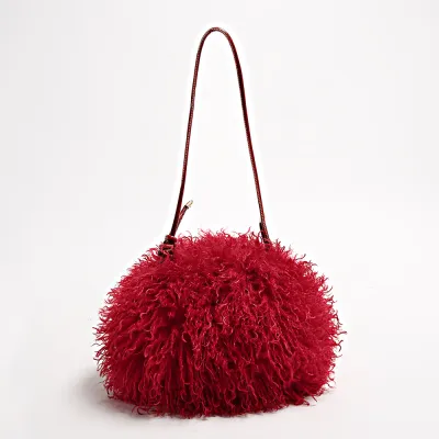 Autumn And Winter Fashion Solid Color Plush Shoulder Bag
