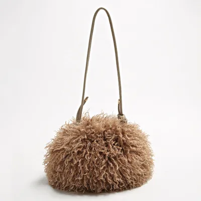 Autumn And Winter Fashion Solid Color Plush Shoulder Bag