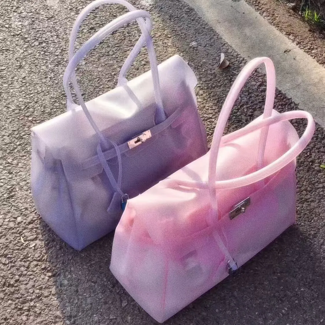 Fashionable Transparent Large Capacity Jelly Tote Bag