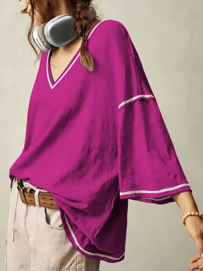 Women Casual V-Neck Loose T-Shirt