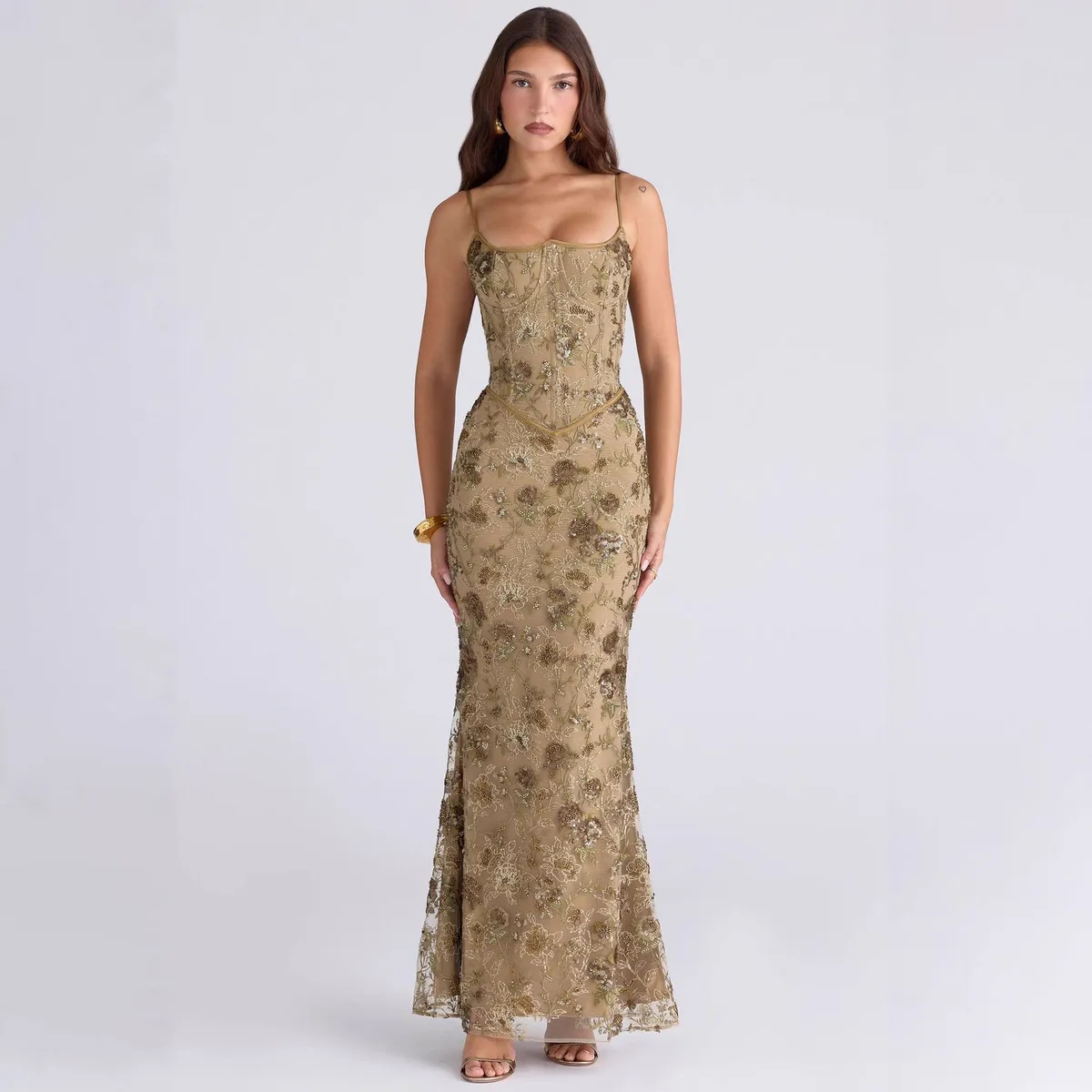 Women'S Fashion Elegant Jacquard Sleeveless Backless Lace-Up Dress