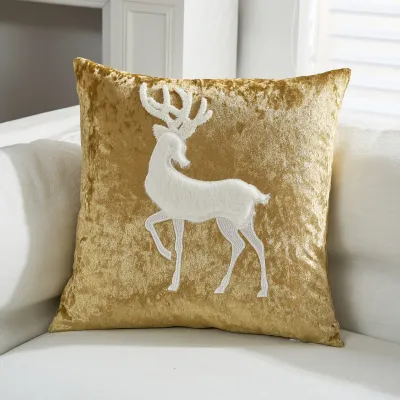 Christmas Cartoon Gold Snowflake Tree Embroidery Christmas Holiday Decoration Pillow Case