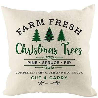 Christmas Red Plaid Elk Snowflake Christmas Tree Printed Home Pillow Cover