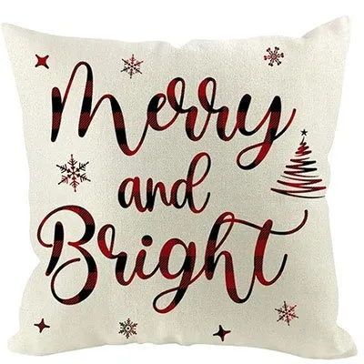 Christmas Red Plaid Elk Snowflake Christmas Tree Printed Home Pillow Cover