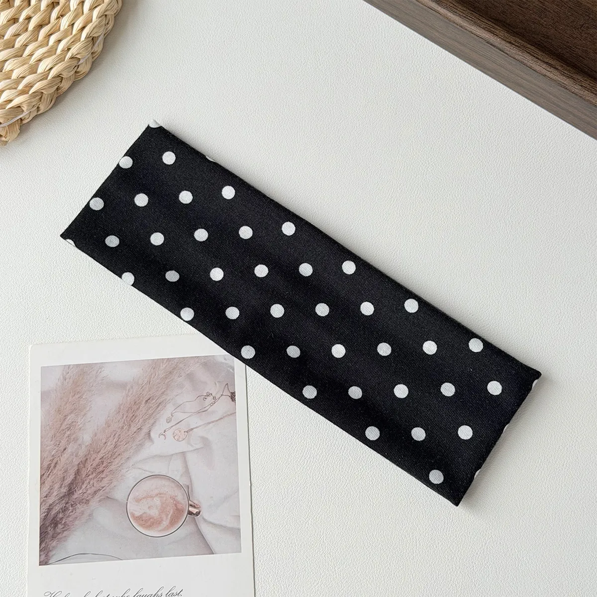 Women Fashion Casual Cotton Polka Dot Print Elastic Sweat-Absorbing Yoga Sports Headbands