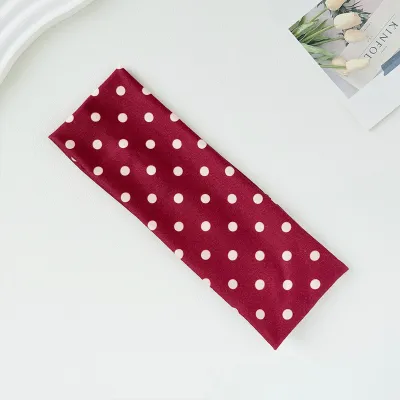 Women Fashion Casual Polka Dot Print Elastic Sweat-Absorbing Yoga Sports Headbands
