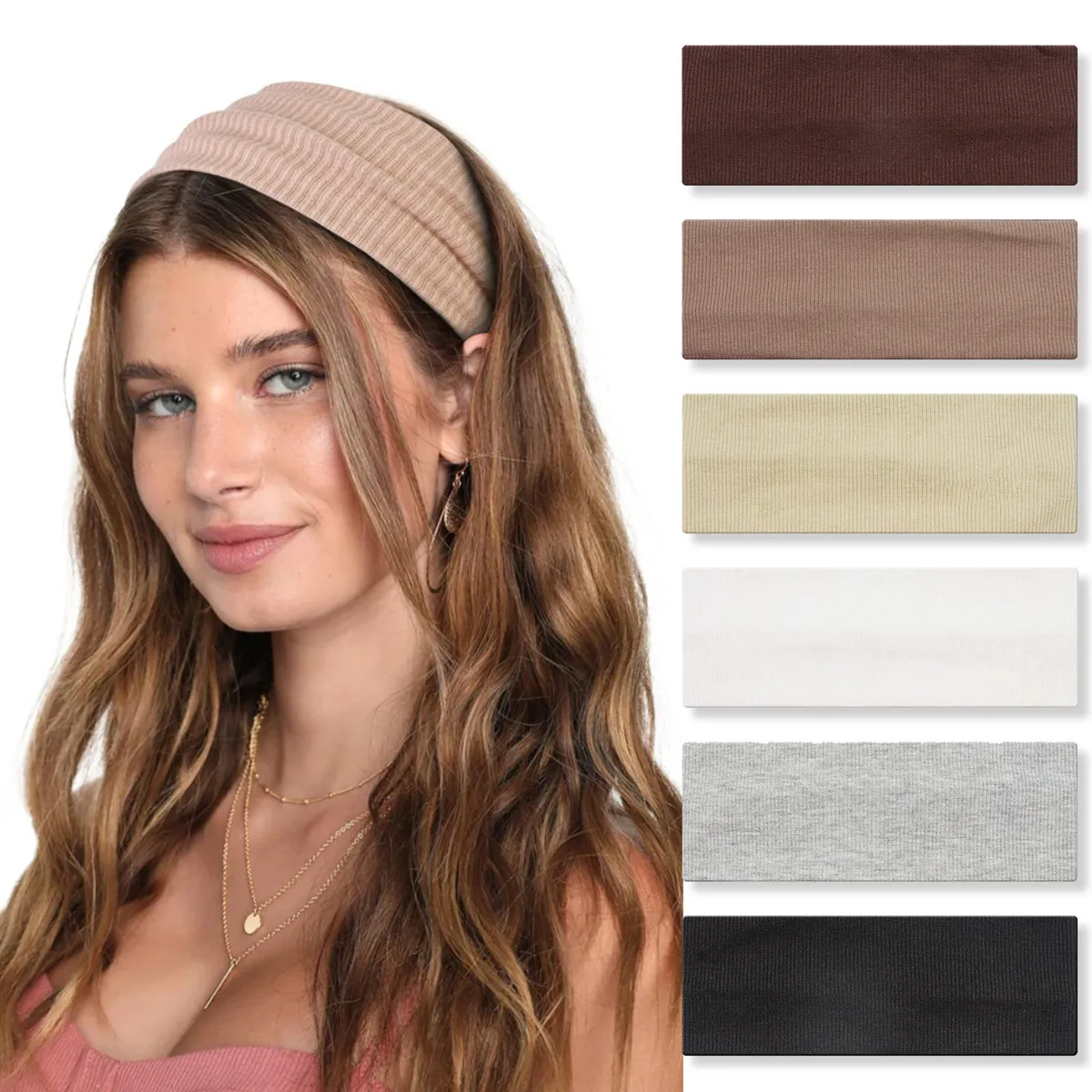 Women Fashion Casual Solid Color Absorbing Knitted Threaded Yoga Sports Headbands
