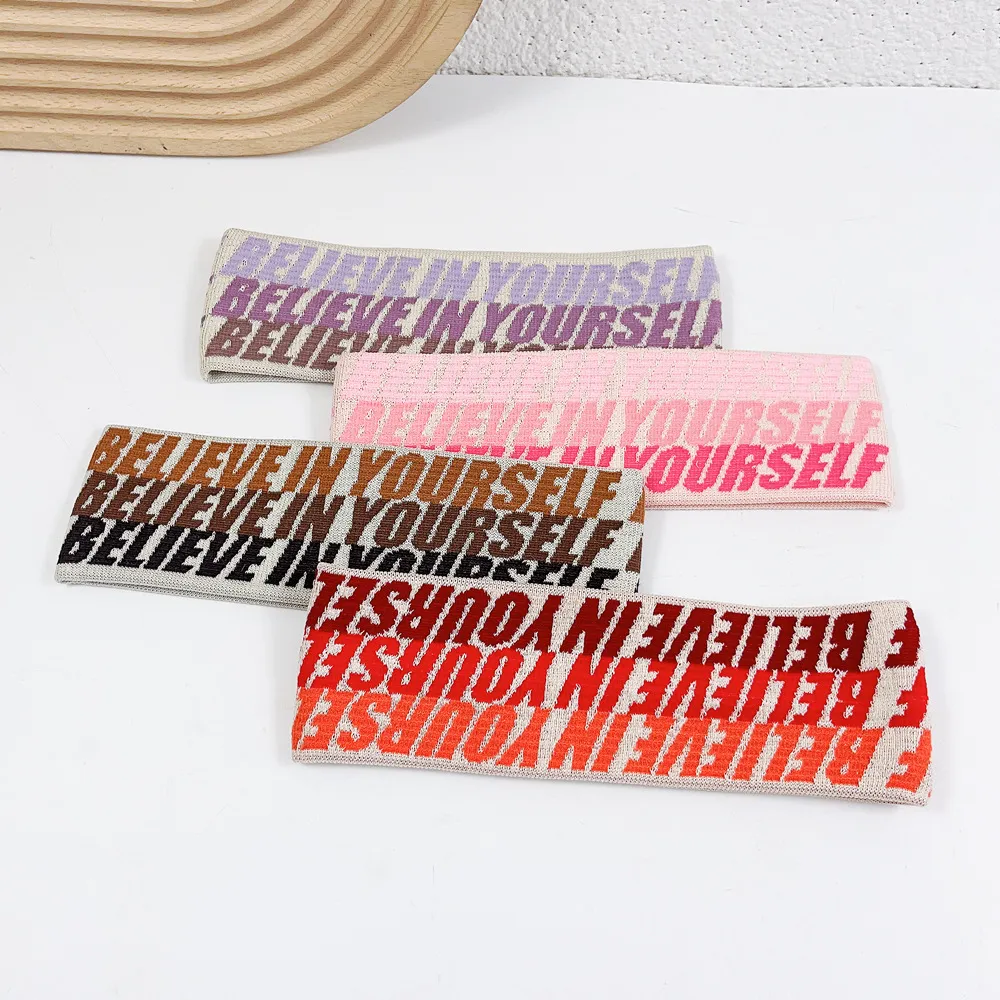 Women Fashion Casual Letter Knitted Sweat-Absorbent Sports Headbands