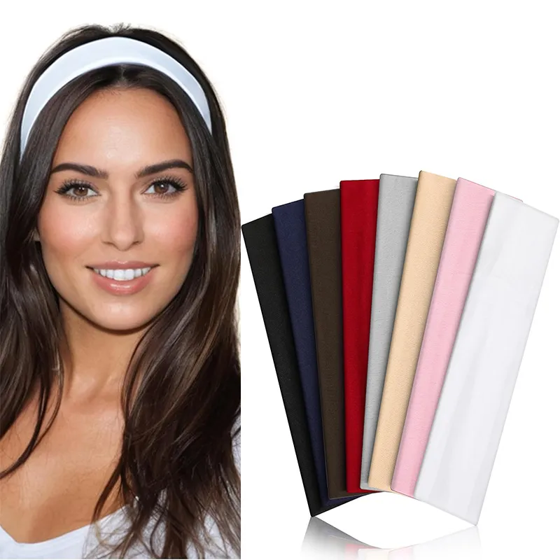 Women Fashion Casual Solid Color High Elastic Sports Headband