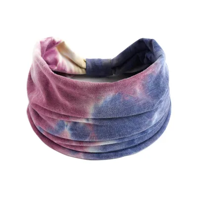 Women Fashion Casual Tie-Dye Wide-Brimmed 18cm Sports Headbands