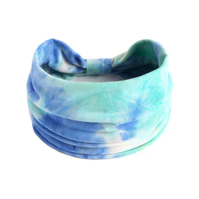 Women Fashion Casual Tie-Dye Wide-Brimmed 18cm Sports Headbands