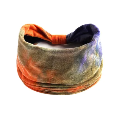 Women Fashion Casual Tie-Dye Wide-Brimmed 18cm Sports Headbands
