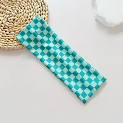 Women Fashion Casual Plaid Widened Elastic Sports Headbands