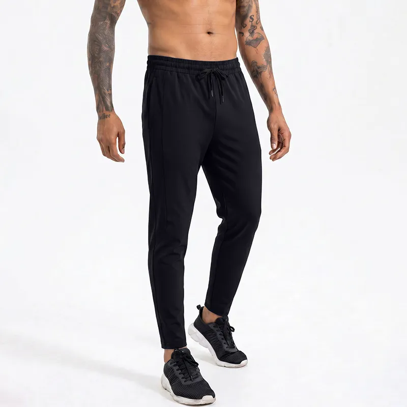 Men'S Fashion Casual Solid Color High Elastic Zipper Breathable Quick-Drying Loose Sports Pants