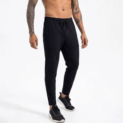 Men'S Fashion Casual Solid Color High Elastic Zipper Breathable Quick-Drying Loose Sports Pants