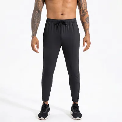 Men Fashion Casual Summer High Elastic Ice Silk Breathable Quick-Drying Side Pocket Leg Sports Pants