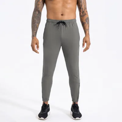 Men Fashion Casual Summer High Elastic Ice Silk Breathable Quick-Drying Side Pocket Leg Sports Pants