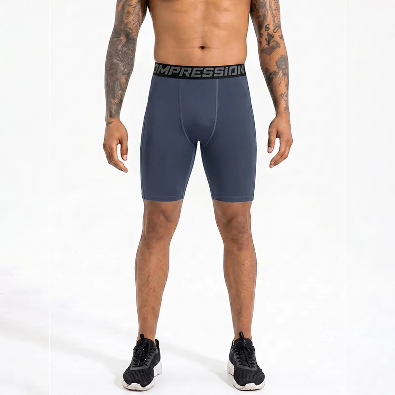 Men Fashion Casual Side Pocket Quick-Drying Sports Tight Shorts