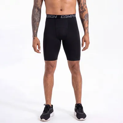 Men'S Fashion Casual Summer Solid Color Letter Tight High Elastic Quick-Drying Sports Shorts